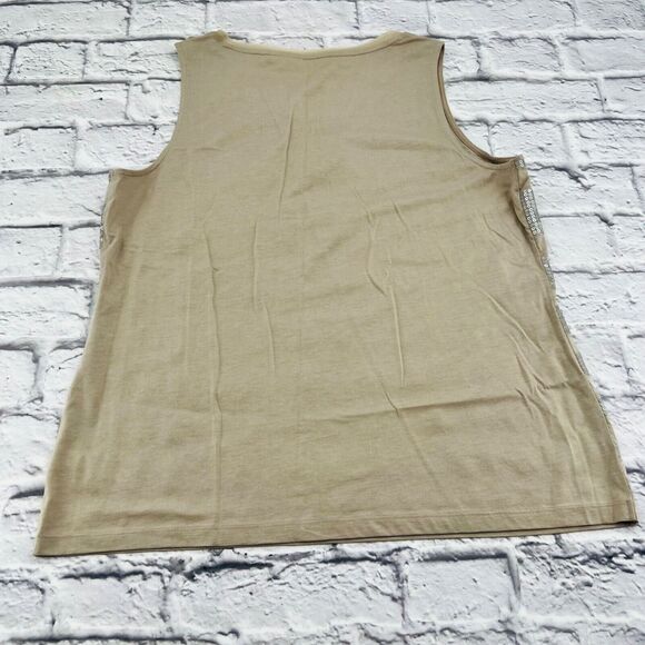 Chico's Sequin Stripe Tank Top 2 Medium 12/14 Brown Tan Sleeveless Round Neck - Picture 8 of 8